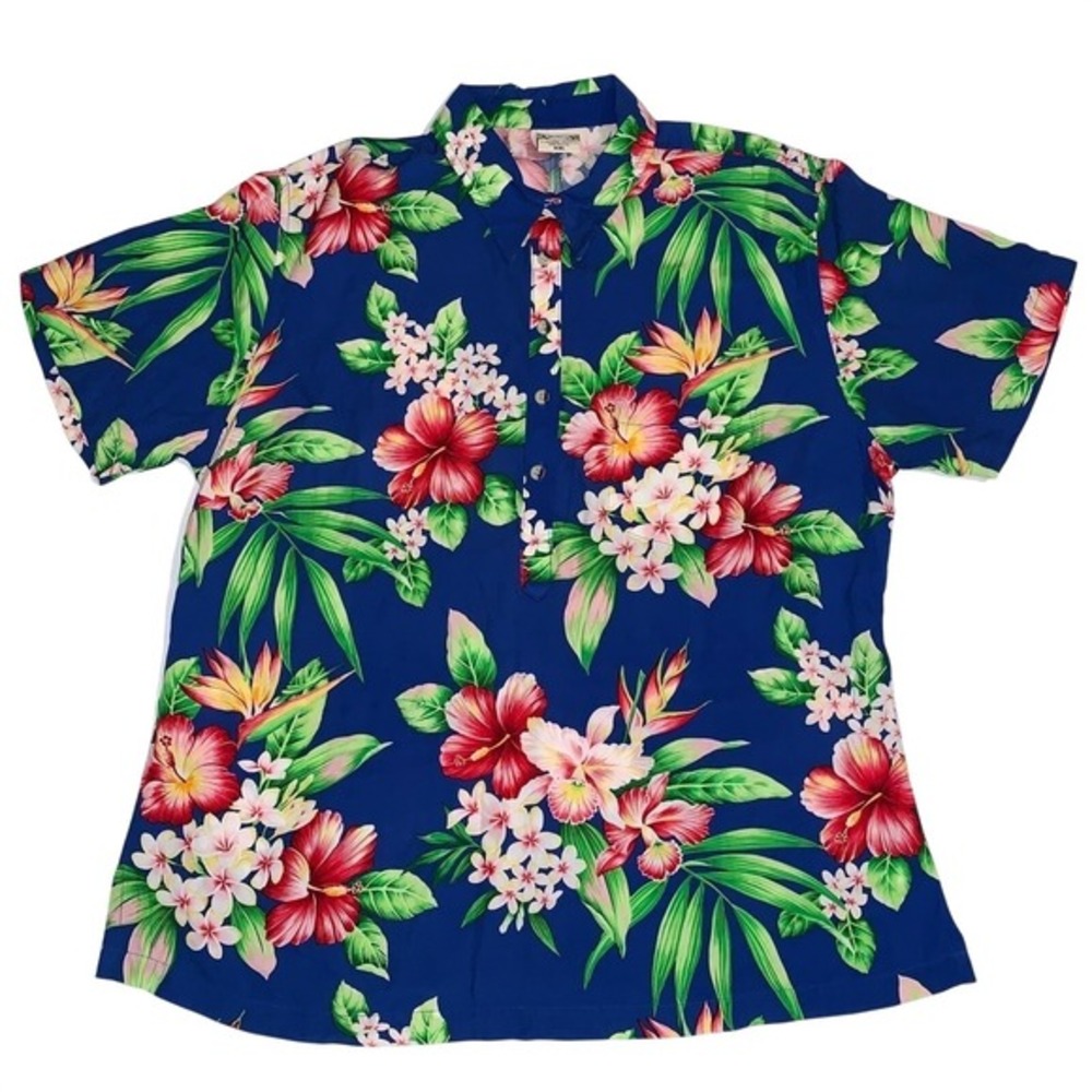 Go Barefoot Men's 2XL Floral Leaves Rayon Pullover Shirt Summer Tropical‎ USA